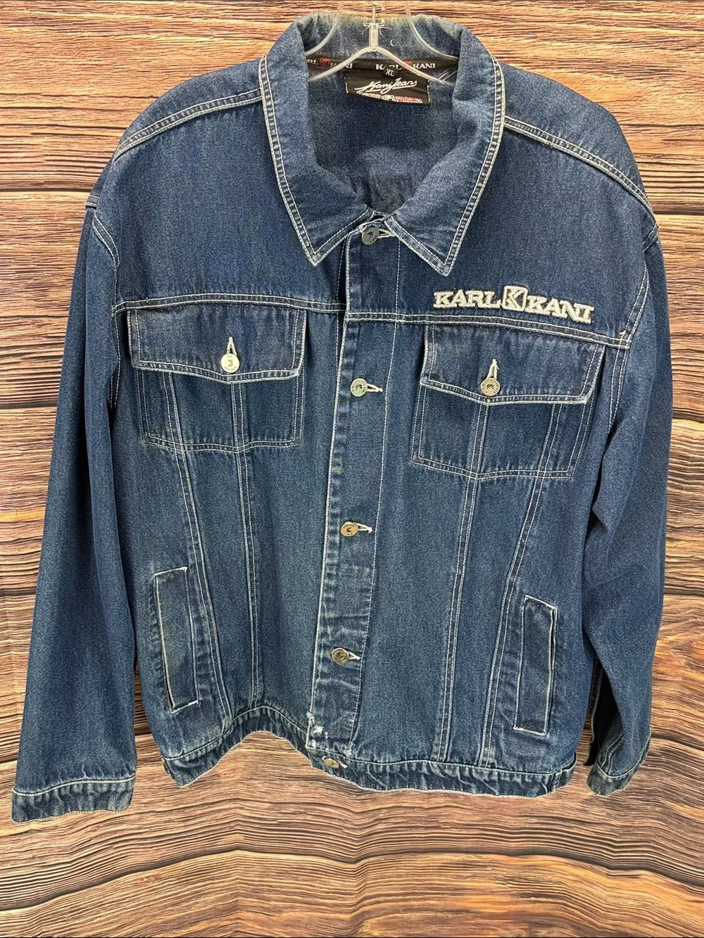 ⭐️Rare Vtg Karl Kani spellout denim jacket SZ XL
